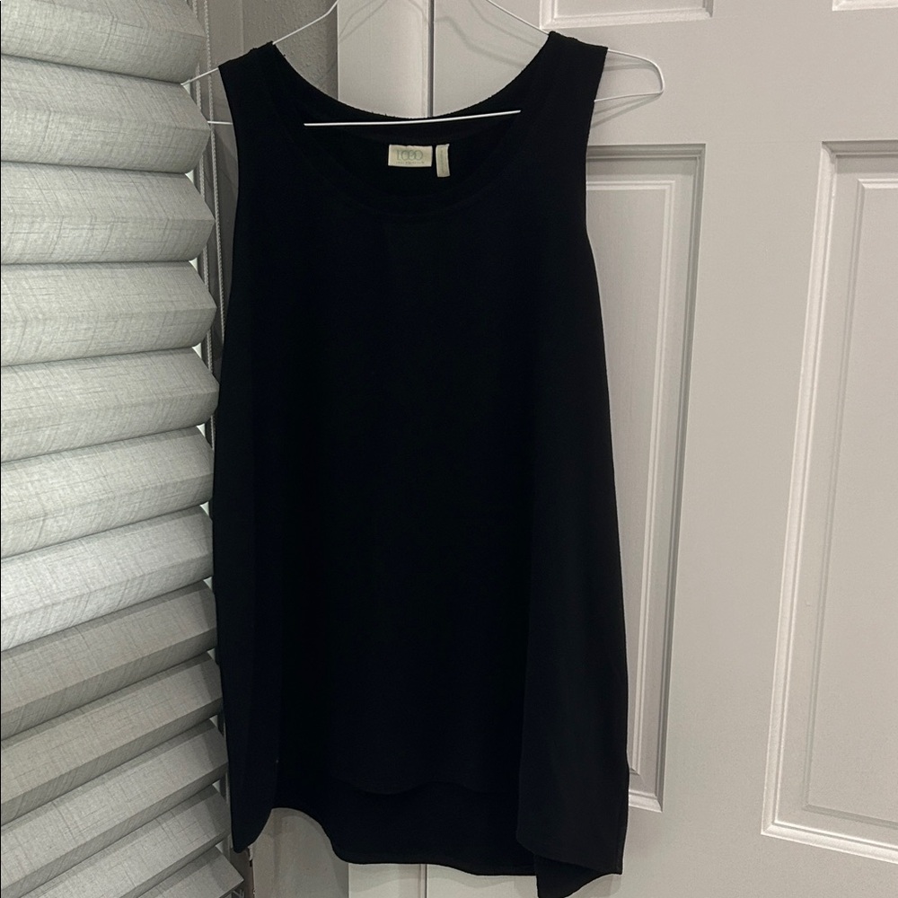 LOGO by Lori Goldstein Black Tank Top Cover Up 1X